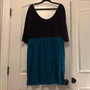 Black dress with blue leopard bottom